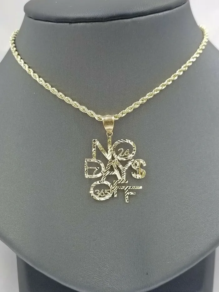 Necklaces 25mm Rope 10k Gold No Of Days Charm Pendant Chain in 18 20 22 24 26 28 Inches Gold and Diamond Necklaces 25mm Rope 10k Gold No Of Days Charm Pendant Chain in 18 20 22 24 26 28 Inches Gold and Diamond