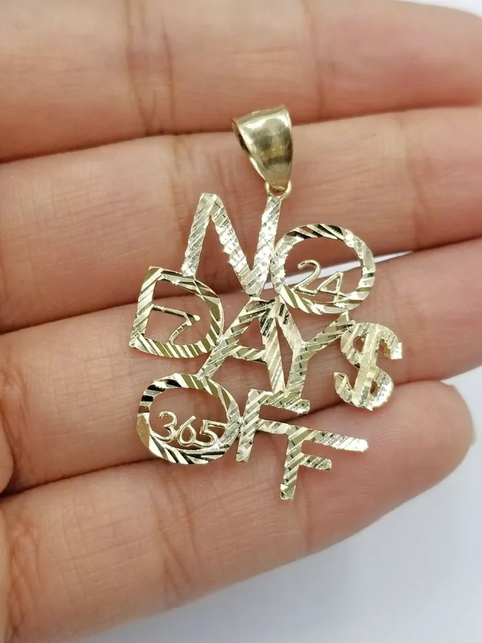 Necklaces 25mm Rope 10k Gold No Of Days Charm Pendant Chain in 18 20 22 24 26 28 Inches Gold and Diamond