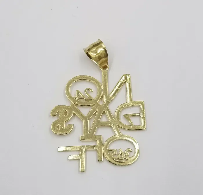 Necklaces 25mm Rope 10k Gold No Of Days Charm Pendant Chain in 18 20 22 24 26 28 Inches Gold and Diamond