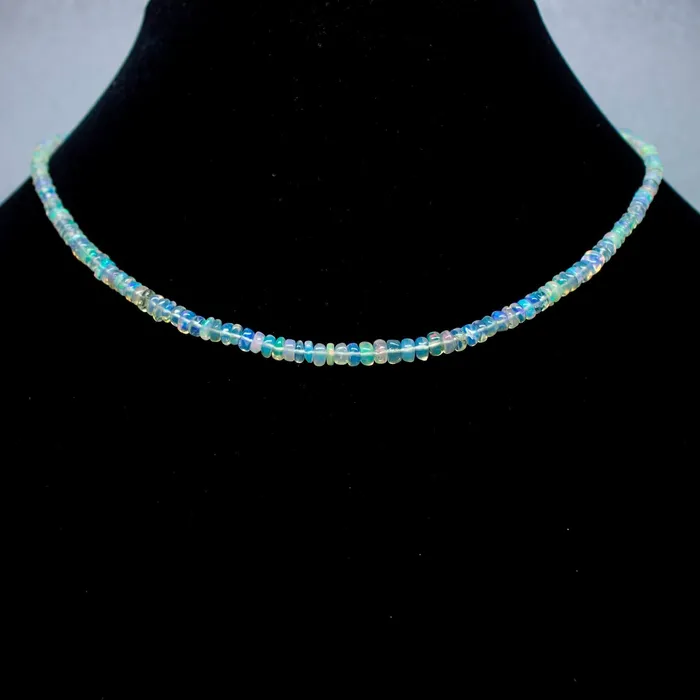 Necklaces Beads Supplies USA Ethiopian Opal Smooth Rondelle Beads Gold Vermeil Necklace 18 2mm 4mm