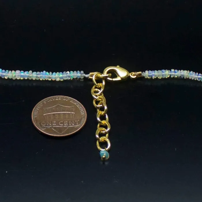 Necklaces Beads Supplies USA Ethiopian Opal Smooth Rondelle Beads Gold Vermeil Necklace 18 2mm 4mm