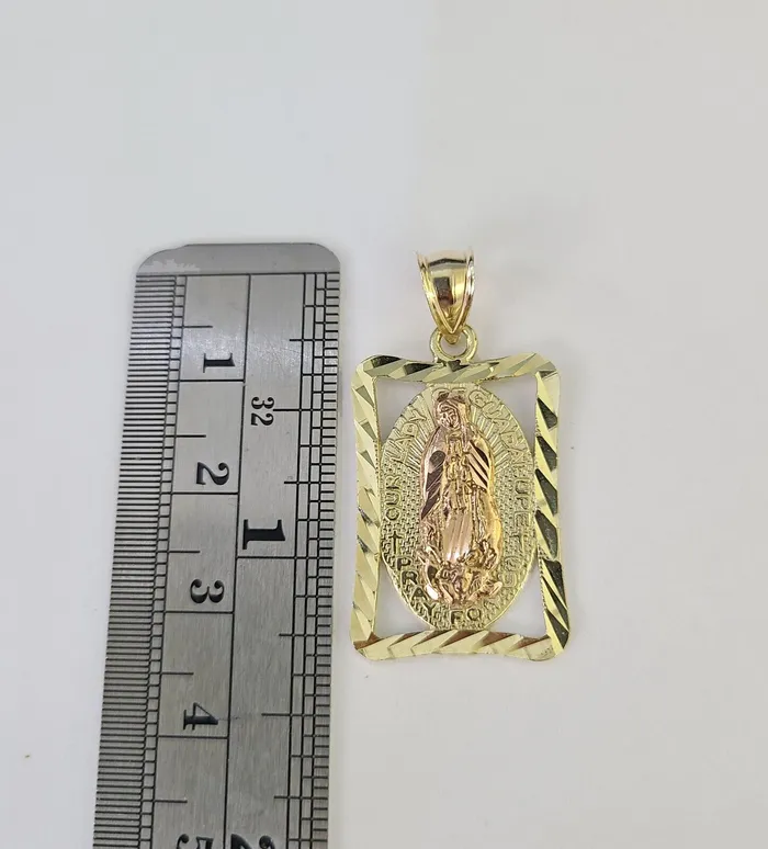Necklaces Gold and Diamond 10k 3mm Rope Chain Virgin Mary Pendant 1830 Yellow Gold Set Charm Necklace
