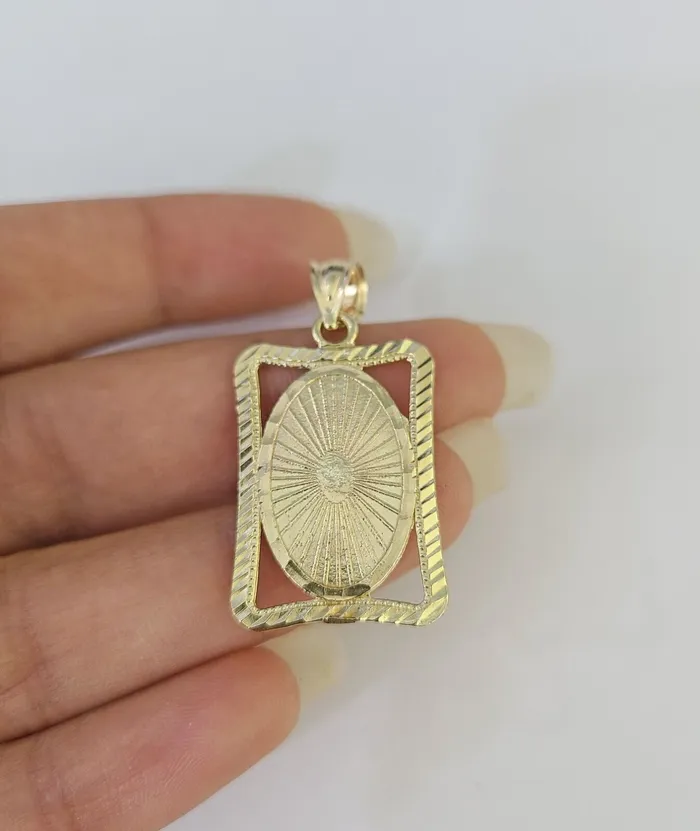 Necklaces Gold and Diamond 10k 3mm Rope Chain Virgin Mary Pendant 1830 Yellow Gold Set Charm Necklace