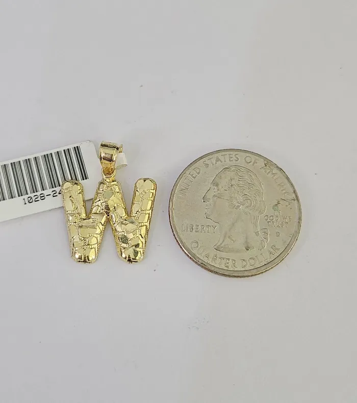 Necklaces Gold and Diamond 10k Gold Initial W Charm Rope Chain 1626 25mm SET Necklace Alphabet Pendant