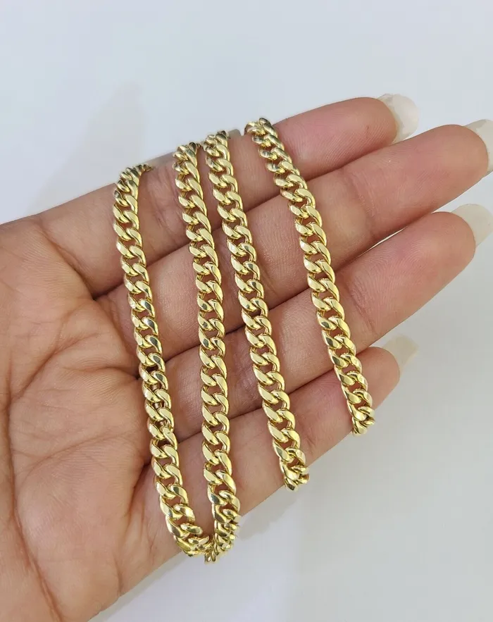Necklaces Gold and Diamond 10k Miami Cuban Link Chain Yellow Gold 5mm Necklace 22