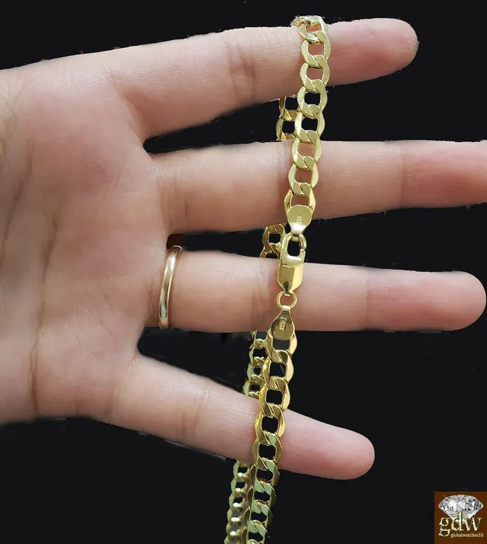 Necklaces Gold and Diamond Real 10k Gold miami cuban curb link chain Necklace 65 mm Rope franco