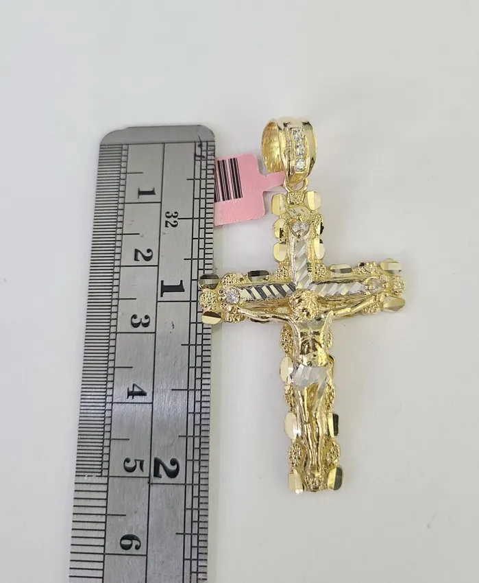 Necklaces Gold and Diamond Real 14k Rope Chain Jesus Cross Charm Set 6mm 1828 Necklace Yellow Gold