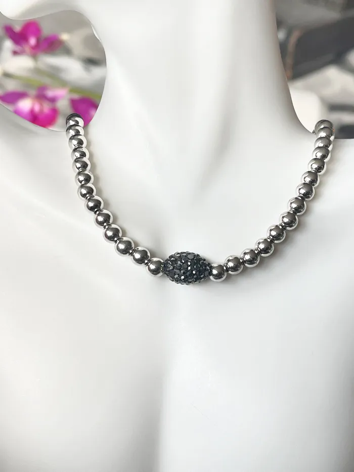 Necklaces Pave Beaded Choker Necklace Sophiareneboutiquecom