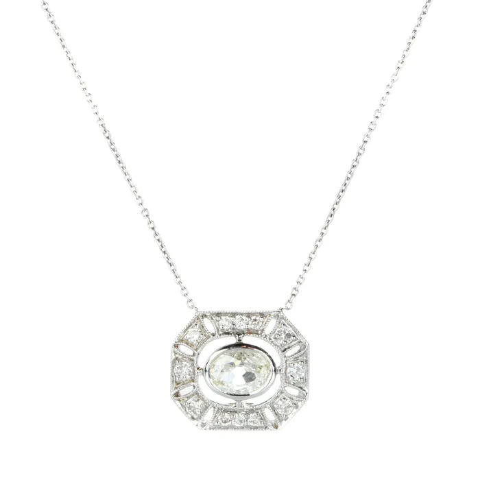 Necklaces Sethi Couture Oval Old Mine Cut Diamond Pendant Necklace