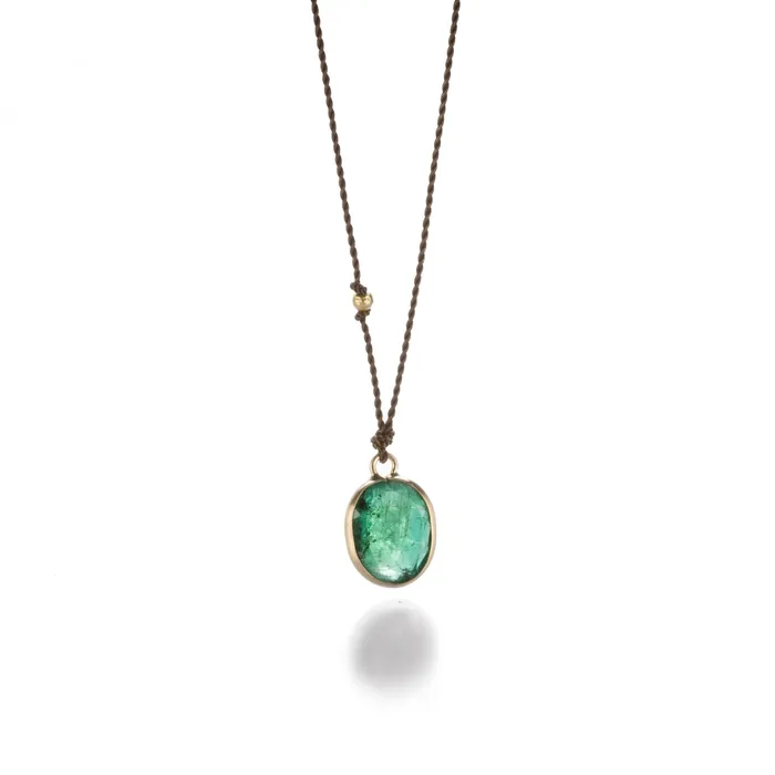 Necklaces Small Oval Emerald Necklace Margaret Solow