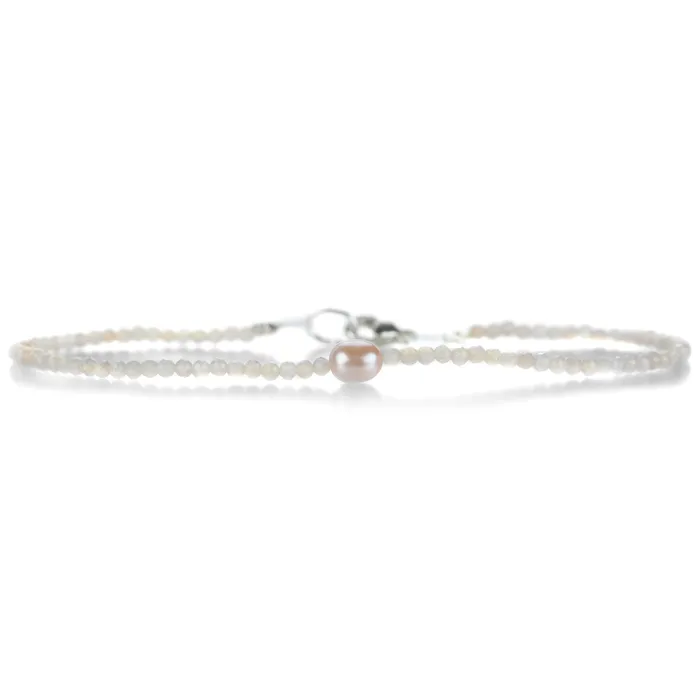 Peach Moonstone and Pink Pearl Bead Bracelet Margaret Solow Bracelets