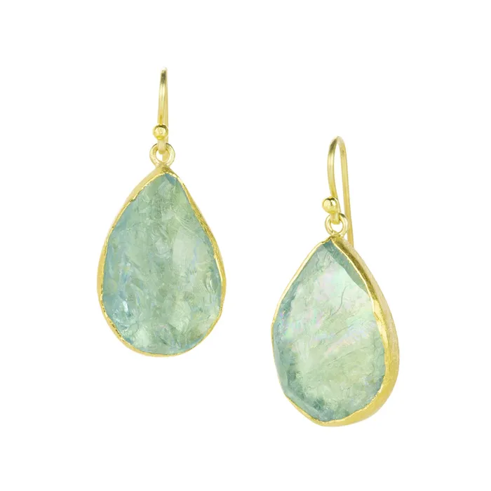 Petra Class Earrings Large Rough Cut Aquamarine Drop Earrings