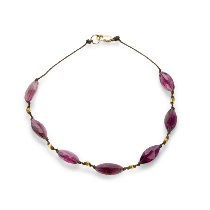 Pink Tourmaline and 18k Beaded Bracelet Margaret Solow Bracelets