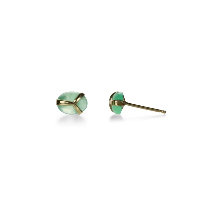 Rachel Atherley Earrings Chrysoprase Lucky Scarab Stud Earrings