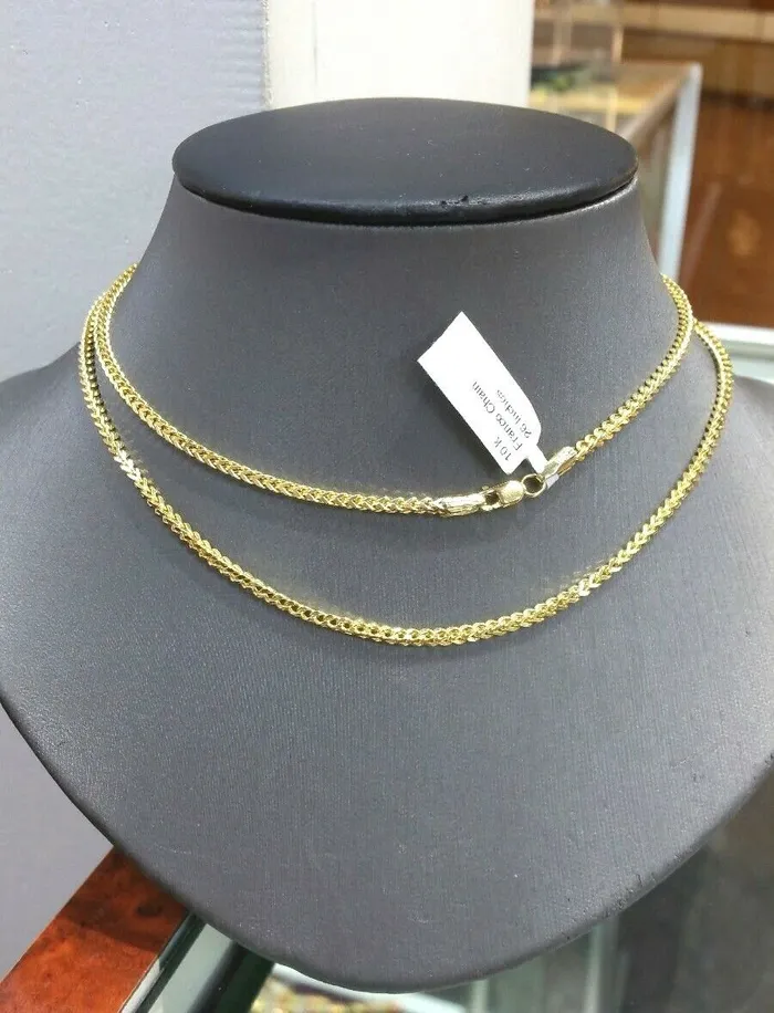 REAL 10k Gold Franco Gold Chain Necklace 26 inch 2mm diamond cut Gold and Diamond Necklaces