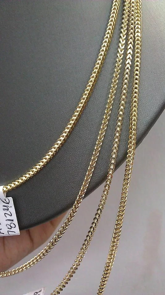 REAL 10k Gold Franco Gold Chain Necklace 26 inch 2mm diamond cut Gold and Diamond Necklaces