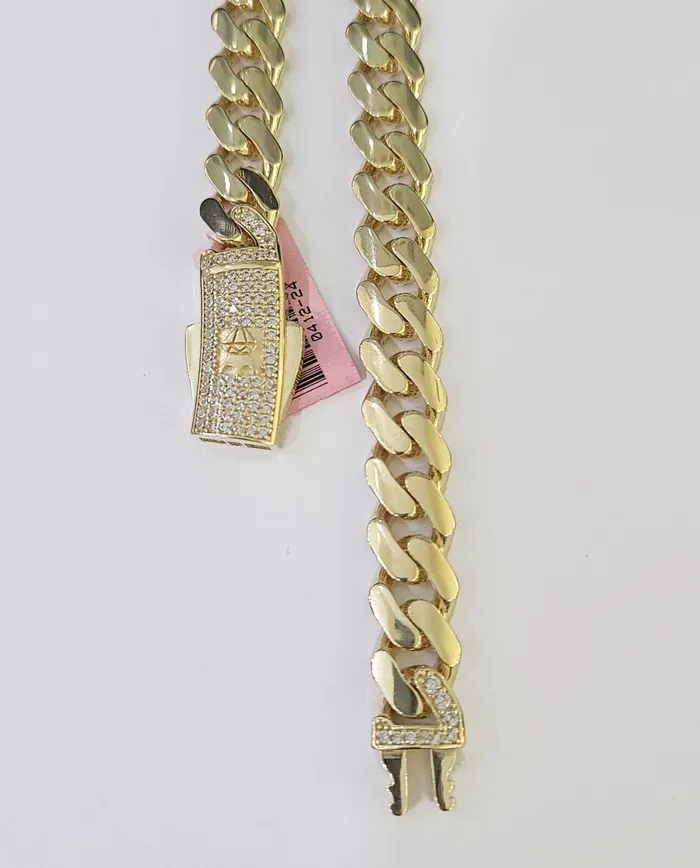 Real 14k Royal Monaco Link Chain 9mm 2026 inches Yellow Gold Genuine Gold and Diamond PreStyled Sets