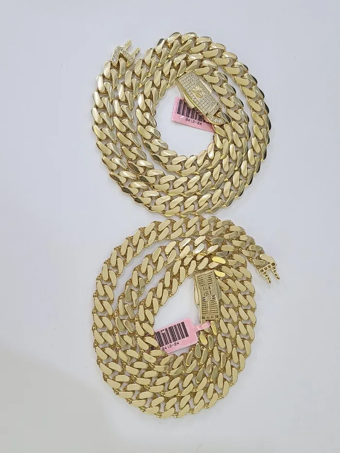 Real 14k Royal Monaco Link Chain 9mm 2026 inches Yellow Gold Genuine Gold and Diamond PreStyled Sets