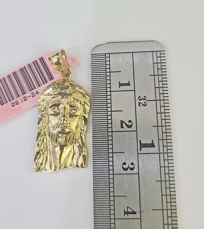 Real 14K Yellow Gold Jesus Head Pendant Charm Genuine 1 Gold and Diamond Charm Necklaces