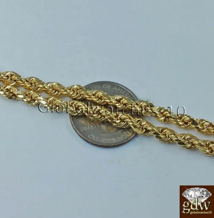 Real Mens 10k Gold 28 Inch Rope Chain Egyptian Pharaoh Head Charm Pendant Gold and Diamond Charm Necklaces