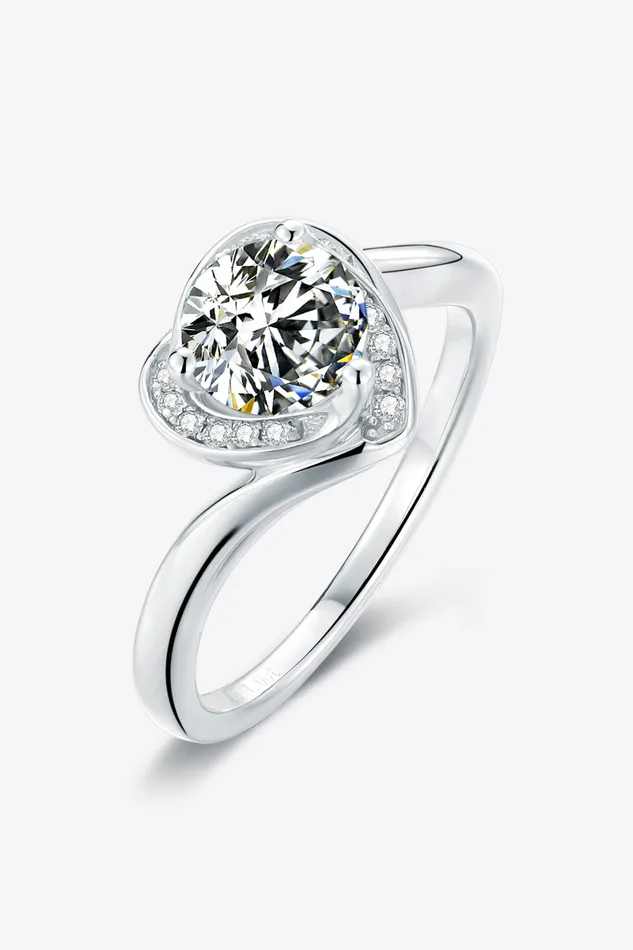 Rings Trendsi 1 Carat Moissanite 925 Sterling Silver Heart Ring