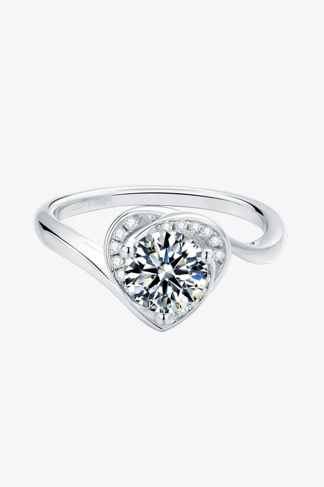 Rings Trendsi 1 Carat Moissanite 925 Sterling Silver Heart Ring