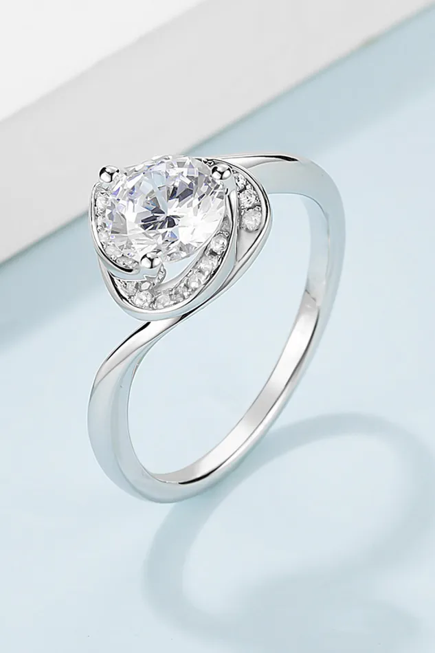 Rings Trendsi 1 Carat Moissanite 925 Sterling Silver Heart Ring