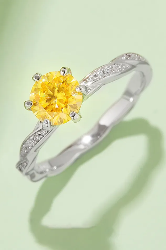 Rings Trendsi 1 Carat Moissanite Contrast 925 Sterling Silver Ring