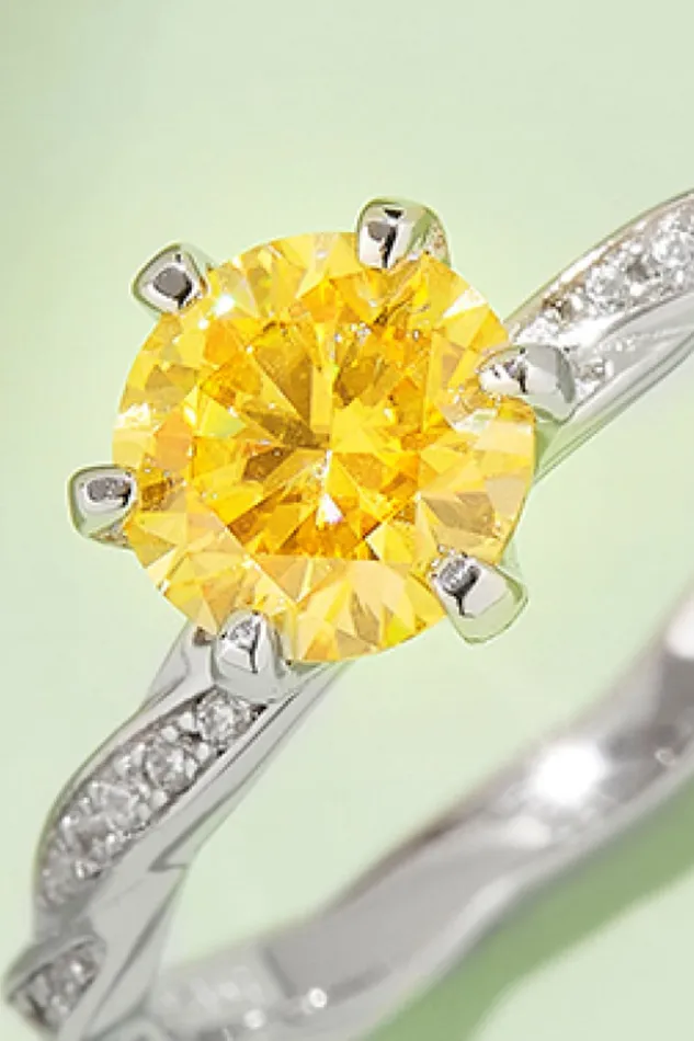 Rings Trendsi 1 Carat Moissanite Contrast 925 Sterling Silver Ring