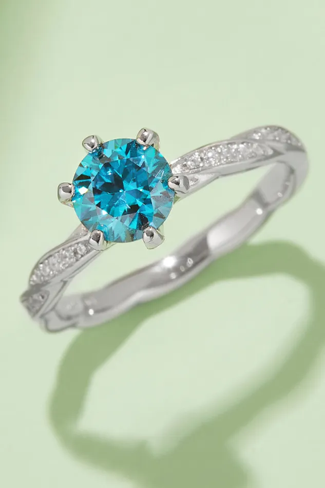 Rings Trendsi 1 Carat Moissanite Contrast 925 Sterling Silver Ring