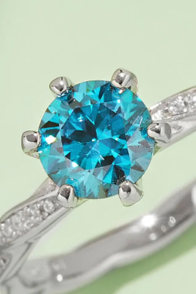 Rings Trendsi 1 Carat Moissanite Contrast 925 Sterling Silver Ring