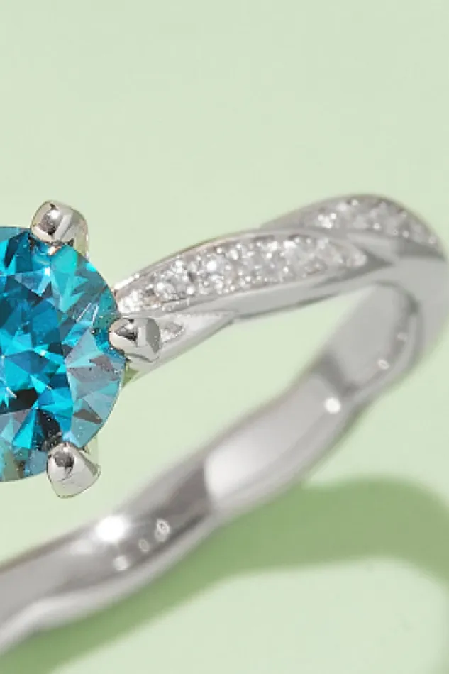 Rings Trendsi 1 Carat Moissanite Contrast 925 Sterling Silver Ring