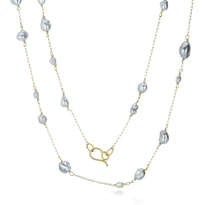 Rosanne Pugliese Necklaces Gray Keshi Pearl Necklace