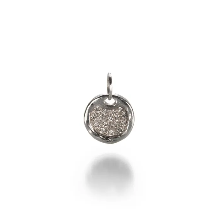 Round Dogtag with Pave Diamonds Pendant Julez Bryant Necklaces