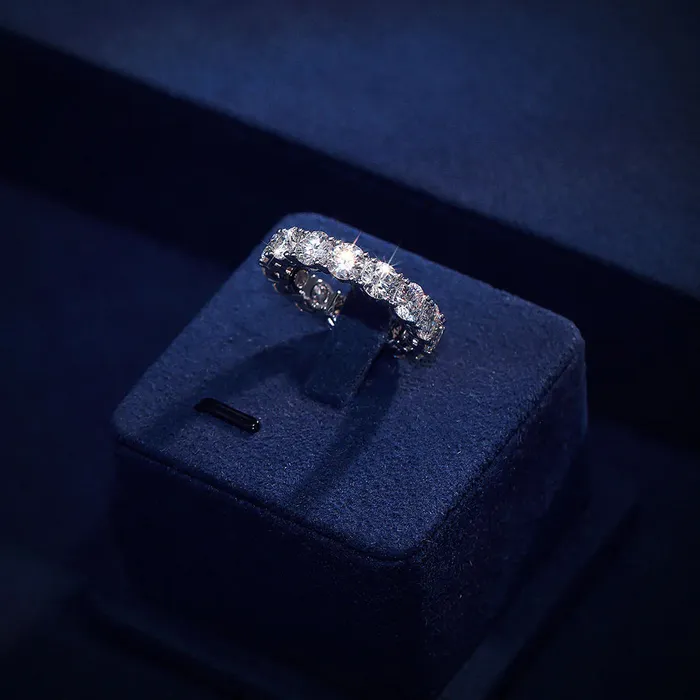 S925 Moissanite Diamond Eternity Ring 5mm Bling Proud Rings