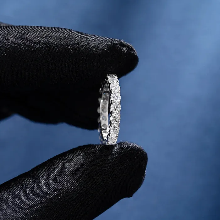 S925 Moissanite Diamond Eternity Ring 5mm Bling Proud Rings