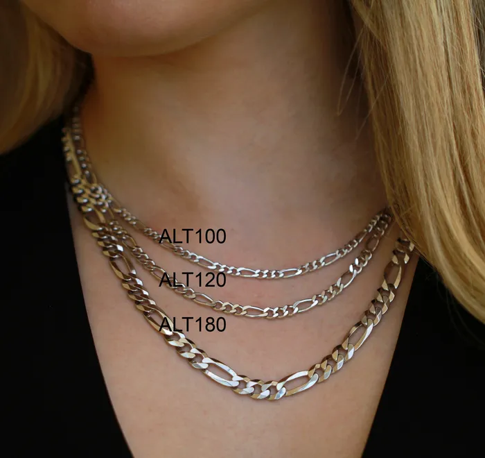 Sterling Silver ALT100 Figaro Chain in 22inch Independent Jewellers Necklaces