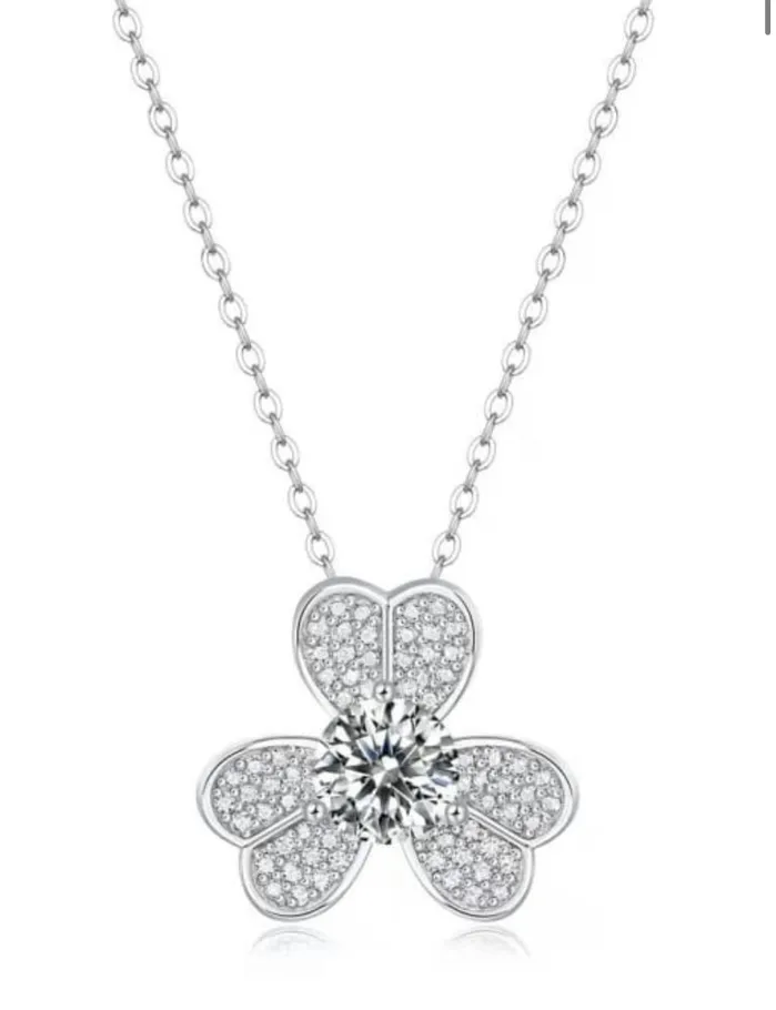 Sterling Silver Moisannite Clover Necklace Sophiareneboutiquecom Necklaces Sterling Silver Moisannite Clover Necklace Sophiareneboutiquecom Necklaces