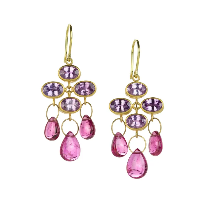 Tourmaline and Sapphire Trapeze Earrings Mallary Marks Earrings