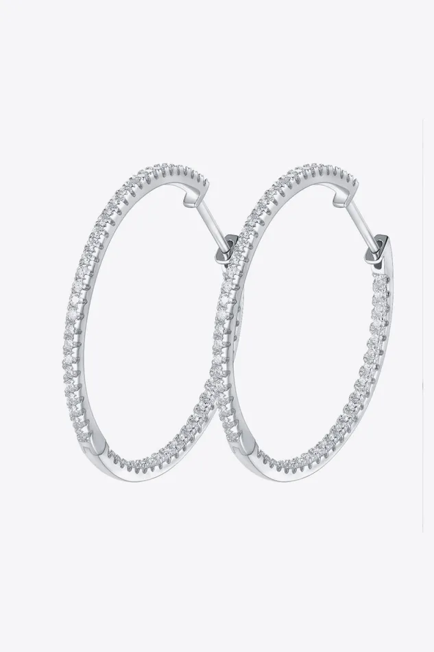 Trendsi Earrings Inlaid Moissanite 925 Sterling Silver Hoop Earrings