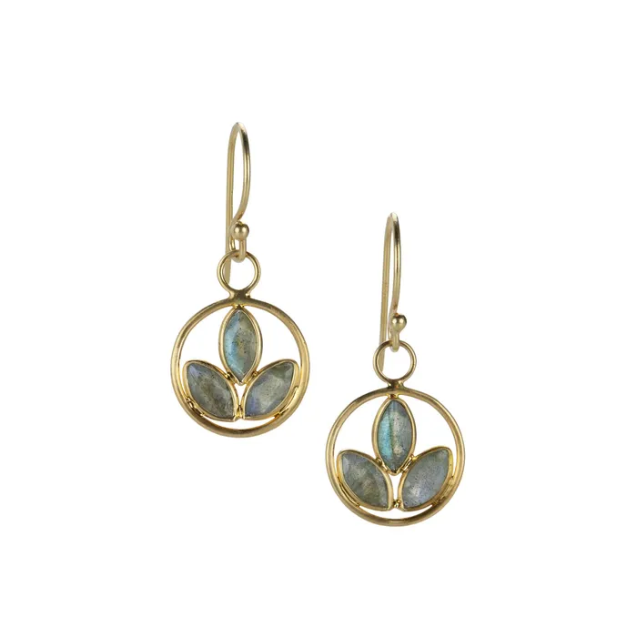 Triple Leaf Labradorite Drop Earrings Margaret Solow Earrings