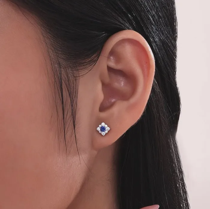 054 CTW Labgrown Sapphire Halo Stud Earrings Lafonn Earrings