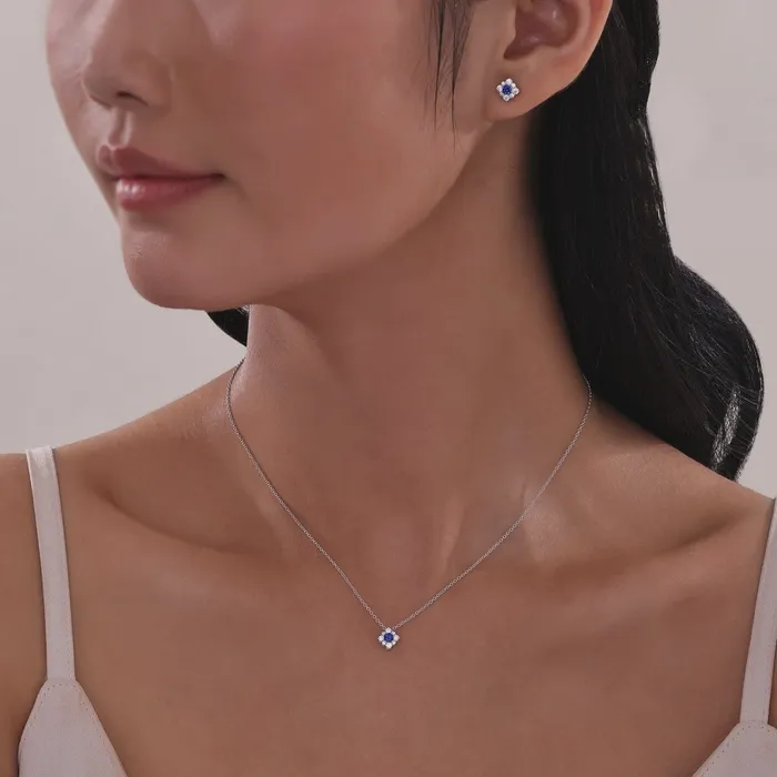 054 CTW Labgrown Sapphire Halo Stud Earrings Lafonn Earrings
