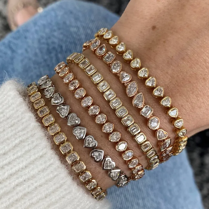 Alev Collection Bracelets Multi Shape Bezel Diamond Tennis Bracelet