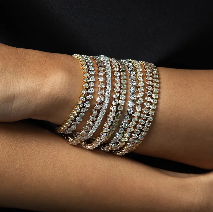 Alev Collection Bracelets Multi Shape Bezel Diamond Tennis Bracelet
