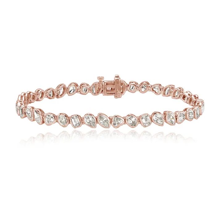 Alev Collection Bracelets Multi Shape Bezel Diamond Tennis Bracelet