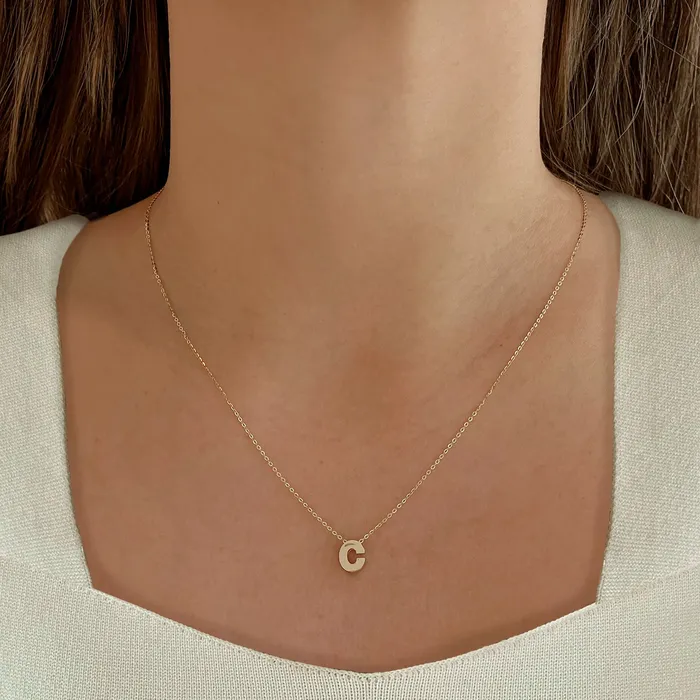 Alev Collection Necklaces Block Initial Necklace