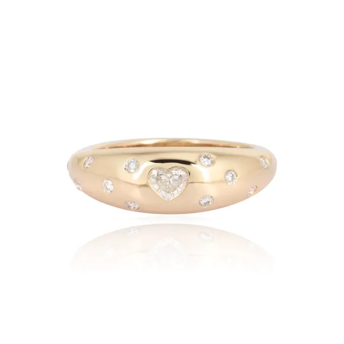 Alev Collection Rings Scattered Diamonds and Solitaire Diamond Dome Ring Alev Collection Rings Scattered Diamonds and Solitaire Diamond Dome Ring