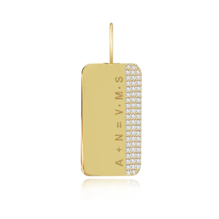 Alev Jewelry Charm Necklaces Side Pave Rectangular Charm