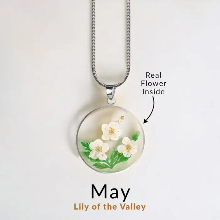 Ashley Jewels Necklaces Birth Month Pressed Flower Keepsake Necklace